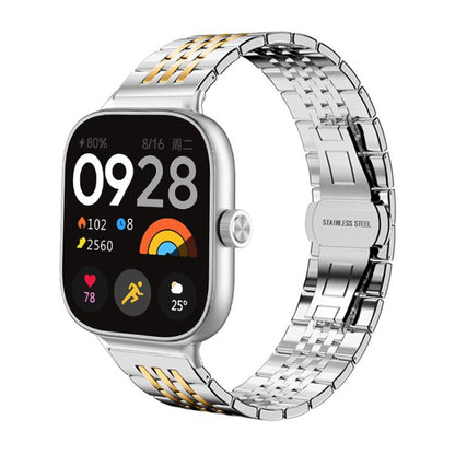 Bracelet de montre xDfind à sept perles en acier inoxydable massif, For Xiaomi Band 10 Pro / 9 Pro / Redmi Watch 6, For Xiaomi Smart Band 10 / 9 / 8 NFC 14mm, For Redmi Watch 3 Active / Lite 20mm, For Redmi Watch 3 20mm