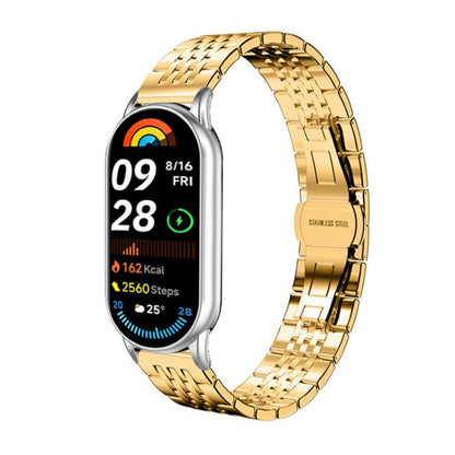 Bracelet de montre xDfind à sept perles en acier inoxydable massif, For Xiaomi Band 10 Pro / 9 Pro / Redmi Watch 6, For Xiaomi Smart Band 10 / 9 / 8 NFC 14mm, For Redmi Watch 3 Active / Lite 20mm, For Redmi Watch 3 20mm