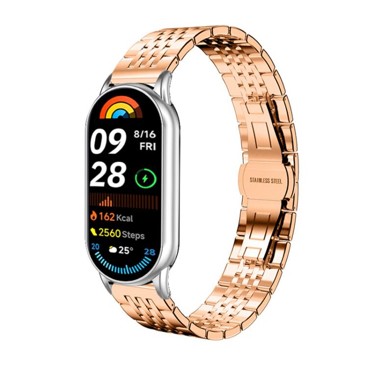 Bracelet de montre xDfind à sept perles en acier inoxydable massif, For Xiaomi Band 10 Pro / 9 Pro / Redmi Watch 6, For Xiaomi Smart Band 10 / 9 / 8 NFC 14mm, For Redmi Watch 3 Active / Lite 20mm, For Redmi Watch 3 20mm
