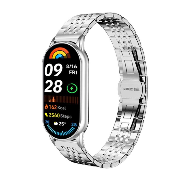 Bracelet de montre xDfind à sept perles en acier inoxydable massif, For Xiaomi Band 10 Pro / 9 Pro / Redmi Watch 6, For Xiaomi Smart Band 10 / 9 / 8 NFC 14mm, For Redmi Watch 3 Active / Lite 20mm, For Redmi Watch 3 20mm