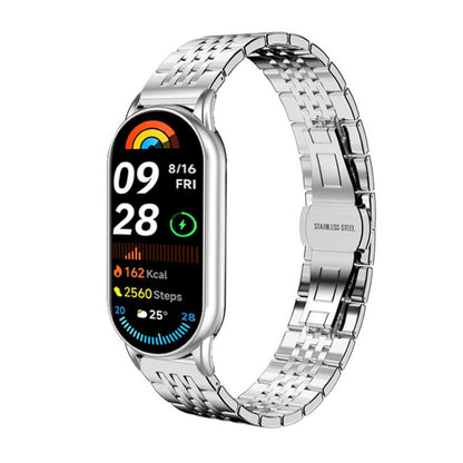 Bracelet de montre xDfind à sept perles en acier inoxydable massif, For Xiaomi Band 10 Pro / 9 Pro / Redmi Watch 6, For Xiaomi Smart Band 10 / 9 / 8 NFC 14mm, For Redmi Watch 3 Active / Lite 20mm, For Redmi Watch 3 20mm