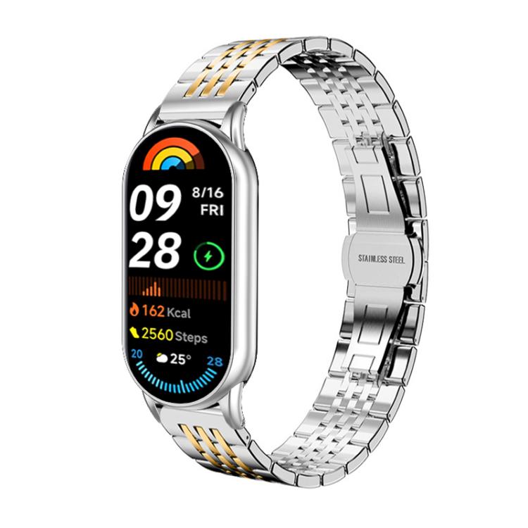 Bracelet de montre xDfind à sept perles en acier inoxydable massif, For Xiaomi Band 10 Pro / 9 Pro / Redmi Watch 6, For Xiaomi Smart Band 10 / 9 / 8 NFC 14mm, For Redmi Watch 3 Active / Lite 20mm, For Redmi Watch 3 20mm
