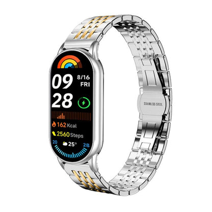 Bracelet de montre xDfind à sept perles en acier inoxydable massif, For Xiaomi Band 10 Pro / 9 Pro / Redmi Watch 6, For Xiaomi Smart Band 10 / 9 / 8 NFC 14mm, For Redmi Watch 3 Active / Lite 20mm, For Redmi Watch 3 20mm