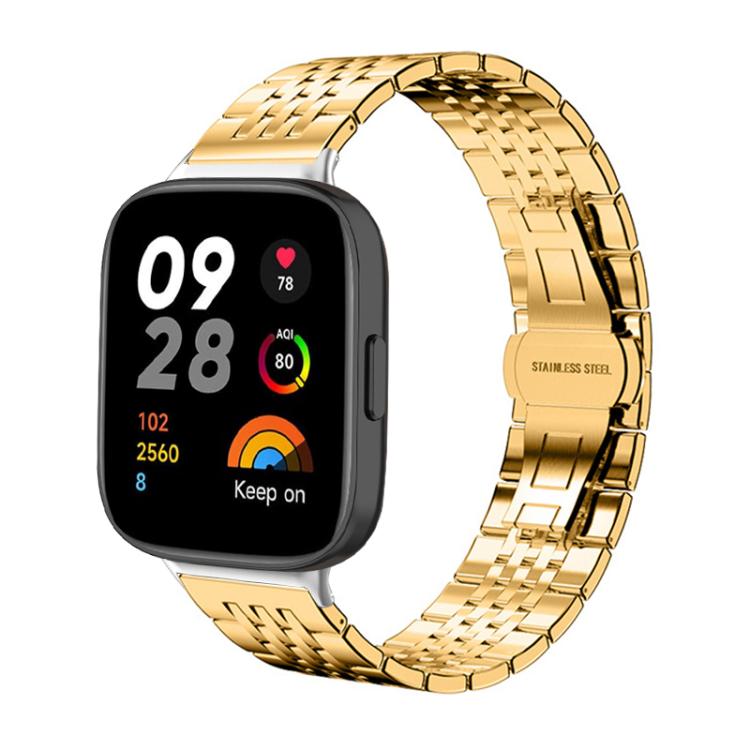 Bracelet de montre xDfind à sept perles en acier inoxydable massif, For Xiaomi Band 10 Pro / 9 Pro / Redmi Watch 6, For Xiaomi Smart Band 10 / 9 / 8 NFC 14mm, For Redmi Watch 3 Active / Lite 20mm, For Redmi Watch 3 20mm