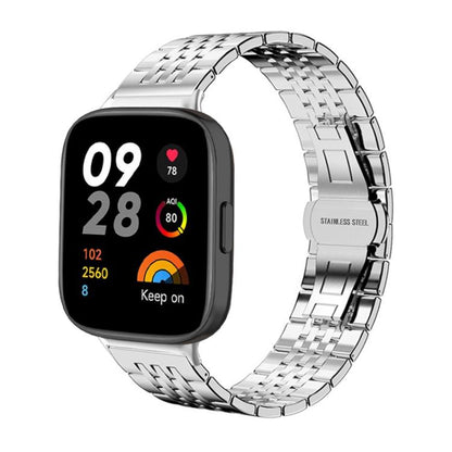 Bracelet de montre xDfind à sept perles en acier inoxydable massif, For Xiaomi Band 10 Pro / 9 Pro / Redmi Watch 6, For Xiaomi Smart Band 10 / 9 / 8 NFC 14mm, For Redmi Watch 3 Active / Lite 20mm, For Redmi Watch 3 20mm