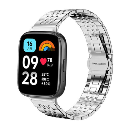 Bracelet de montre xDfind à sept perles en acier inoxydable massif, For Xiaomi Band 10 Pro / 9 Pro / Redmi Watch 6, For Xiaomi Smart Band 10 / 9 / 8 NFC 14mm, For Redmi Watch 3 Active / Lite 20mm, For Redmi Watch 3 20mm
