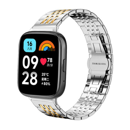 Bracelet de montre xDfind à sept perles en acier inoxydable massif, For Xiaomi Band 10 Pro / 9 Pro / Redmi Watch 6, For Xiaomi Smart Band 10 / 9 / 8 NFC 14mm, For Redmi Watch 3 Active / Lite 20mm, For Redmi Watch 3 20mm