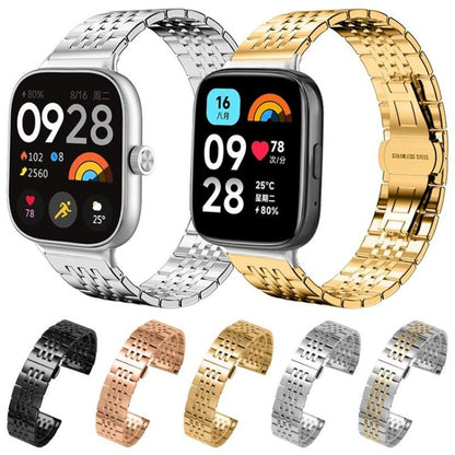 Bracelet de montre xDfind à sept perles en acier inoxydable massif, For Xiaomi Band 10 Pro / 9 Pro / Redmi Watch 6, For Xiaomi Smart Band 10 / 9 / 8 NFC 14mm, For Redmi Watch 3 Active / Lite 20mm, For Redmi Watch 3 20mm