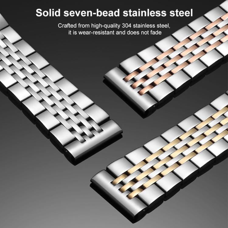 Bracelet de montre xDfind à sept perles en acier inoxydable massif, For Xiaomi Band 10 Pro / 9 Pro / Redmi Watch 6, For Xiaomi Smart Band 10 / 9 / 8 NFC 14mm, For Redmi Watch 3 Active / Lite 20mm, For Redmi Watch 3 20mm