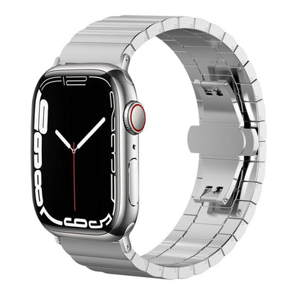 Bracelet de montre xDfind en acier inoxydable massif et bambou à une perle, For Apple Watch 42 / 44 / 45 / 46 / 49mm 22mm, For Apple Watch 38 / 40 / 41 / S10 42mm 20mm