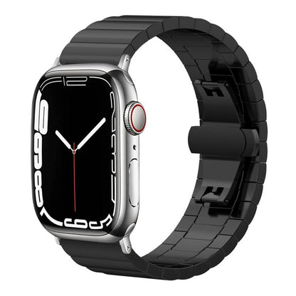 Bracelet de montre xDfind en acier inoxydable massif et bambou à une perle, For Apple Watch 42 / 44 / 45 / 46 / 49mm 22mm, For Apple Watch 38 / 40 / 41 / S10 42mm 20mm
