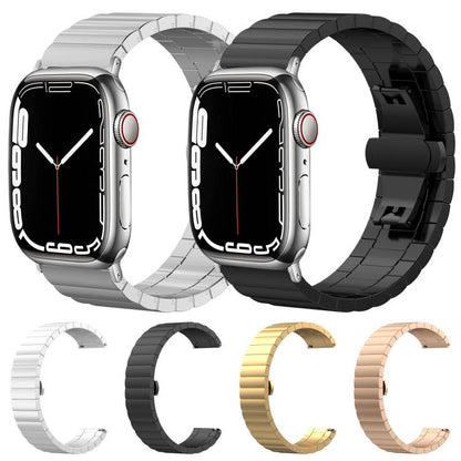 Bracelet de montre xDfind en acier inoxydable massif et bambou à une perle, For Apple Watch 42 / 44 / 45 / 46 / 49mm 22mm, For Apple Watch 38 / 40 / 41 / S10 42mm 20mm