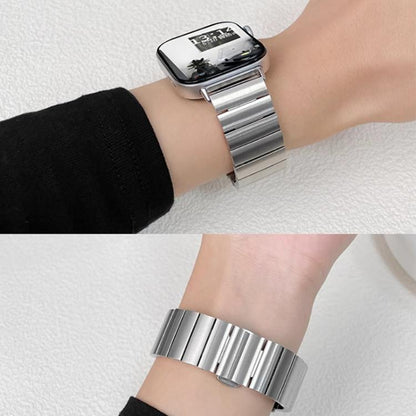 Bracelet de montre xDfind en acier inoxydable massif et bambou à une perle, For Apple Watch 42 / 44 / 45 / 46 / 49mm 22mm, For Apple Watch 38 / 40 / 41 / S10 42mm 20mm