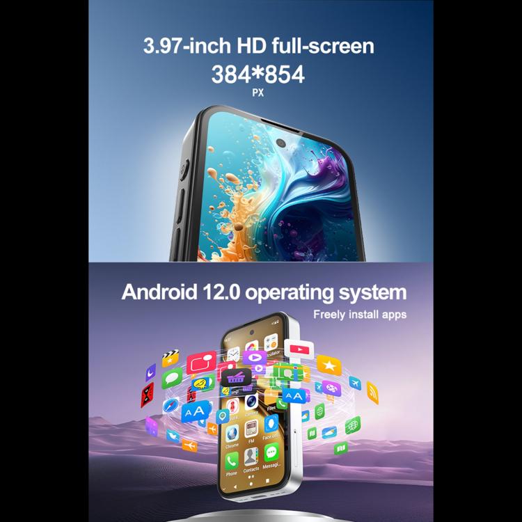 Q333, 4 Go + 64 Go, écran 3,97 pouces, Android 12, processeur Mediatek MT6762 Octa-Core, réseau : 4G, double SIM