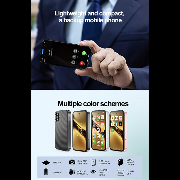 Q333, 4 Go + 64 Go, écran 3,97 pouces, Android 12, processeur Mediatek MT6762 Octa-Core, réseau : 4G, double SIM