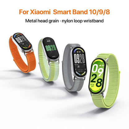 Bracelet de montre xDfind en nylon tressé avec connecteur métallique, For Xiaomi Smart Band 10 / 9 / 8 / NFC