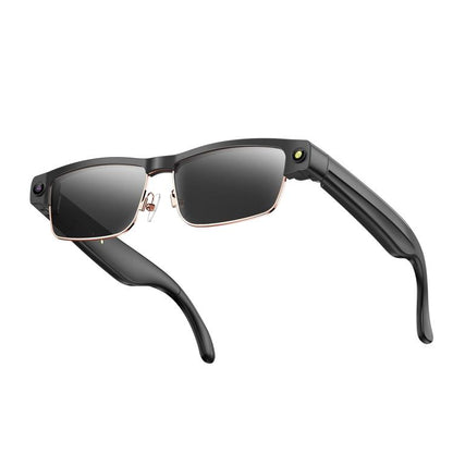Lunettes intelligentes L802 avec caméra HD 8 MP, enregistrement vidéo, transmission WiFi, assistant vocal intelligent et casque audio connecté.