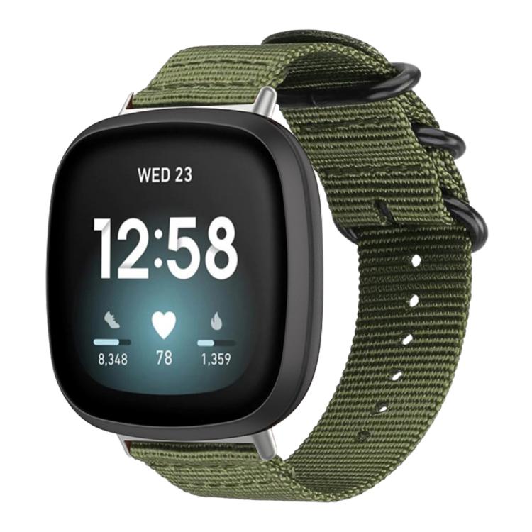 Bracelet de montre en nylon et toile xDfind avec boucle à anneau, For Fitbit Versa 4 / 3 / Sense 2 / Sense, For Fitbit Versa 2 / Versa / Versa Lite