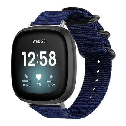 Bracelet de montre en nylon et toile xDfind avec boucle à anneau, For Fitbit Versa 4 / 3 / Sense 2 / Sense, For Fitbit Versa 2 / Versa / Versa Lite