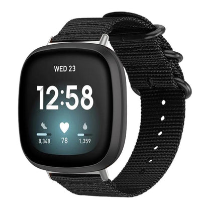 Bracelet de montre en nylon et toile xDfind avec boucle à anneau, For Fitbit Versa 4 / 3 / Sense 2 / Sense, For Fitbit Versa 2 / Versa / Versa Lite