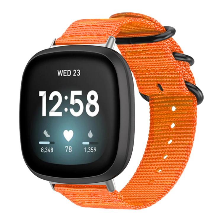 Bracelet de montre en nylon et toile xDfind avec boucle à anneau, For Fitbit Versa 4 / 3 / Sense 2 / Sense, For Fitbit Versa 2 / Versa / Versa Lite