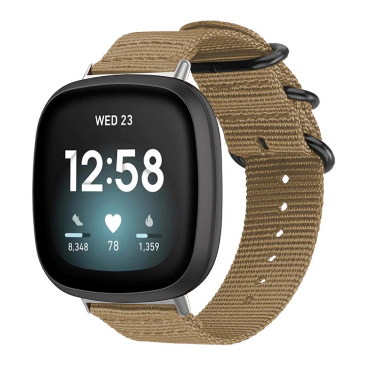 Bracelet de montre en nylon et toile xDfind avec boucle à anneau, For Fitbit Versa 4 / 3 / Sense 2 / Sense, For Fitbit Versa 2 / Versa / Versa Lite