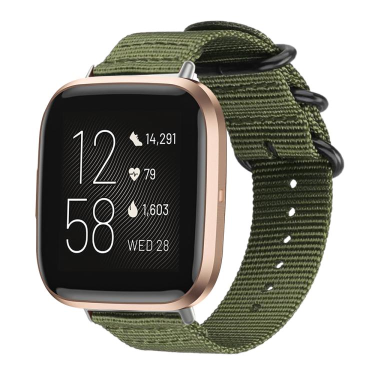 Bracelet de montre en nylon et toile xDfind avec boucle à anneau, For Fitbit Versa 4 / 3 / Sense 2 / Sense, For Fitbit Versa 2 / Versa / Versa Lite