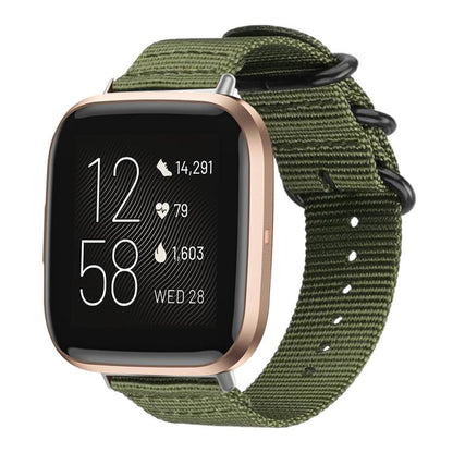 Bracelet de montre en nylon et toile xDfind avec boucle à anneau, For Fitbit Versa 4 / 3 / Sense 2 / Sense, For Fitbit Versa 2 / Versa / Versa Lite
