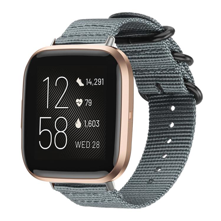 Bracelet de montre en nylon et toile xDfind avec boucle à anneau, For Fitbit Versa 4 / 3 / Sense 2 / Sense, For Fitbit Versa 2 / Versa / Versa Lite