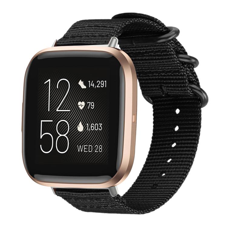 Bracelet de montre en nylon et toile xDfind avec boucle à anneau, For Fitbit Versa 4 / 3 / Sense 2 / Sense, For Fitbit Versa 2 / Versa / Versa Lite