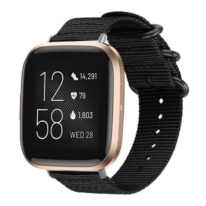 Bracelet de montre en nylon et toile xDfind avec boucle à anneau, For Fitbit Versa 4 / 3 / Sense 2 / Sense, For Fitbit Versa 2 / Versa / Versa Lite