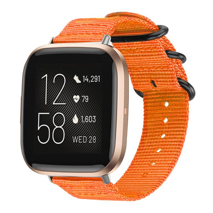 Bracelet de montre en nylon et toile xDfind avec boucle à anneau, For Fitbit Versa 4 / 3 / Sense 2 / Sense, For Fitbit Versa 2 / Versa / Versa Lite