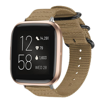 Bracelet de montre en nylon et toile xDfind avec boucle à anneau, For Fitbit Versa 4 / 3 / Sense 2 / Sense, For Fitbit Versa 2 / Versa / Versa Lite