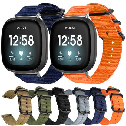 Bracelet de montre en nylon et toile xDfind avec boucle à anneau, For Fitbit Versa 4 / 3 / Sense 2 / Sense, For Fitbit Versa 2 / Versa / Versa Lite