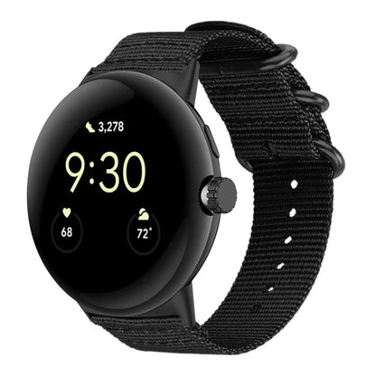Bracelet de montre en nylon et toile xDfind avec boucle à anneau, For Google Pixel Watch4 / Watch3 45mm, For Google Pixel 4 / 3 / 2 / 1 41mm