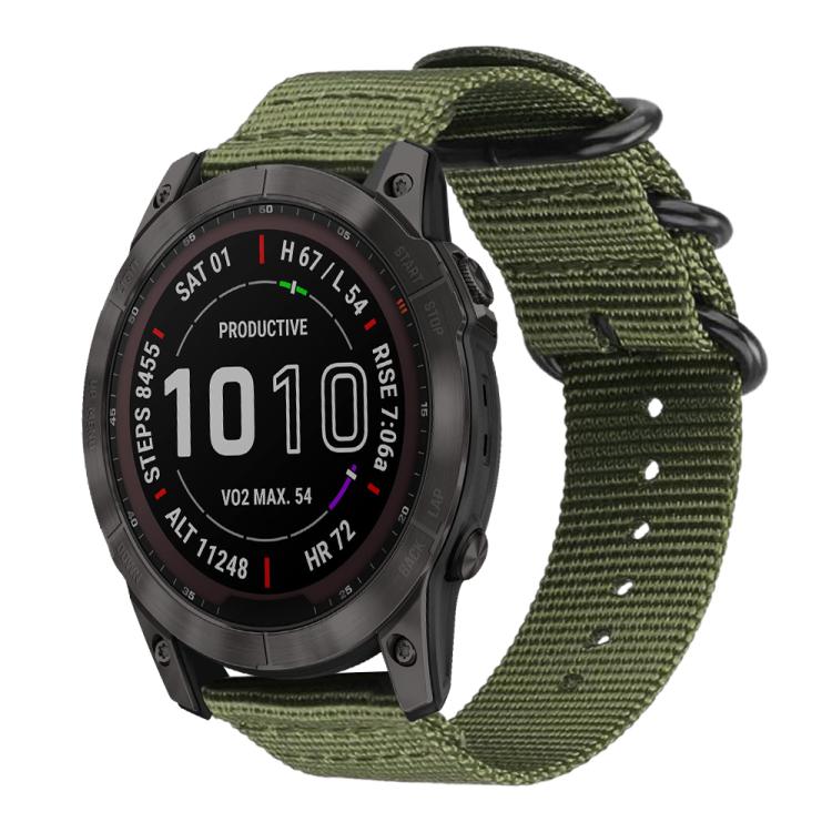 Bracelet de montre en nylon et toile xDfind avec boucle à anneau, For Garmin Fenix 8/7X/6X/5X 26mm, For Garmin Fenix 8/7/6/5 22mm, For Garmin Forerunner 235/220/620/630, For Garmin Forerunner 35 / 30 / 35J