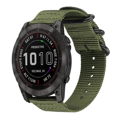 Bracelet de montre en nylon et toile xDfind avec boucle à anneau, For Garmin Fenix 8/7X/6X/5X 26mm, For Garmin Fenix 8/7/6/5 22mm, For Garmin Forerunner 235/220/620/630, For Garmin Forerunner 35 / 30 / 35J