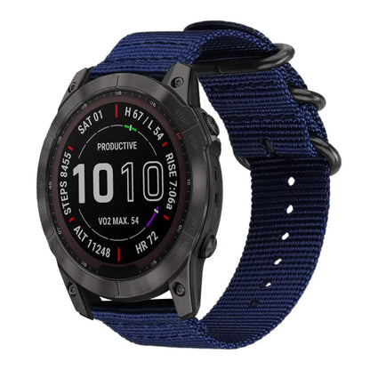 Bracelet de montre en nylon et toile xDfind avec boucle à anneau, For Garmin Fenix 8/7X/6X/5X 26mm, For Garmin Fenix 8/7/6/5 22mm, For Garmin Forerunner 235/220/620/630, For Garmin Forerunner 35 / 30 / 35J