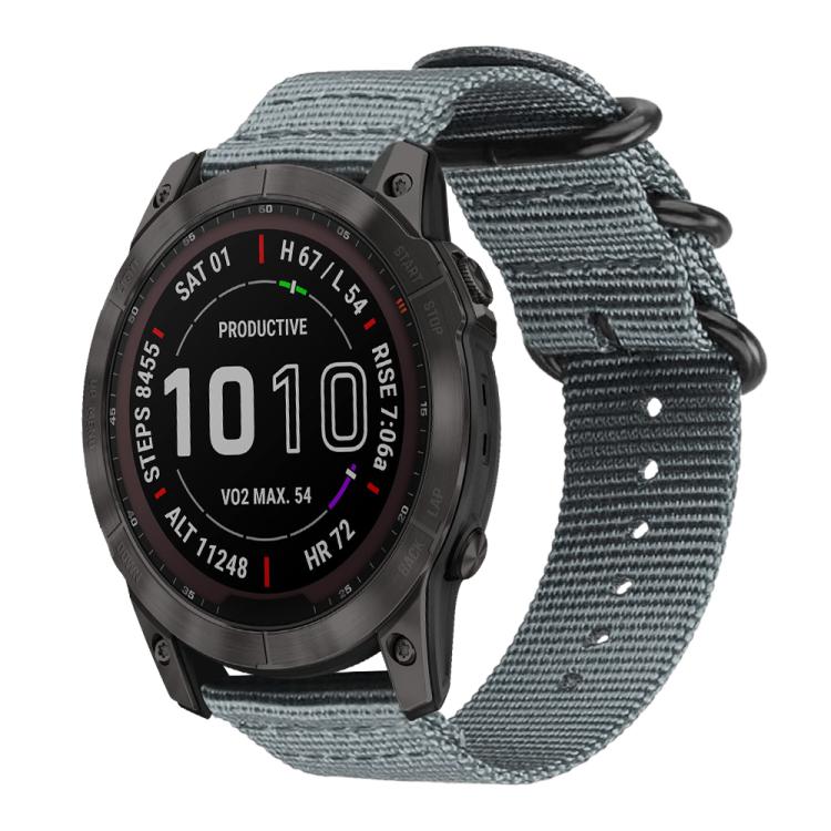 Bracelet de montre en nylon et toile xDfind avec boucle à anneau, For Garmin Fenix 8/7X/6X/5X 26mm, For Garmin Fenix 8/7/6/5 22mm, For Garmin Forerunner 235/220/620/630, For Garmin Forerunner 35 / 30 / 35J