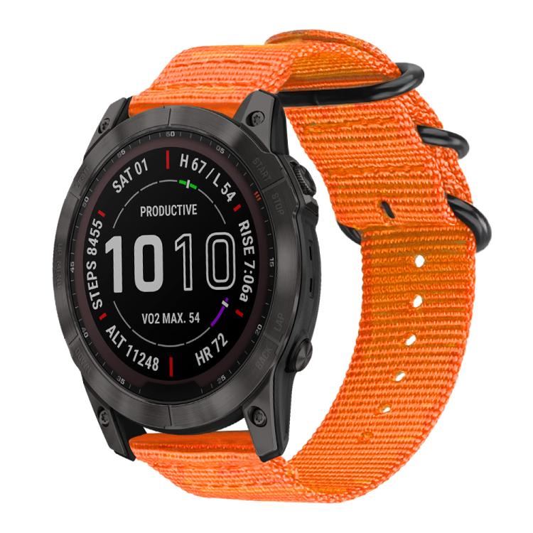 Bracelet de montre en nylon et toile xDfind avec boucle à anneau, For Garmin Fenix 8/7X/6X/5X 26mm, For Garmin Fenix 8/7/6/5 22mm, For Garmin Forerunner 235/220/620/630, For Garmin Forerunner 35 / 30 / 35J