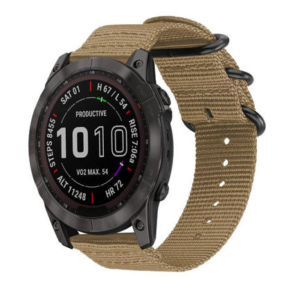 Bracelet de montre en nylon et toile xDfind avec boucle à anneau, For Garmin Fenix 8/7X/6X/5X 26mm, For Garmin Fenix 8/7/6/5 22mm, For Garmin Forerunner 235/220/620/630, For Garmin Forerunner 35 / 30 / 35J