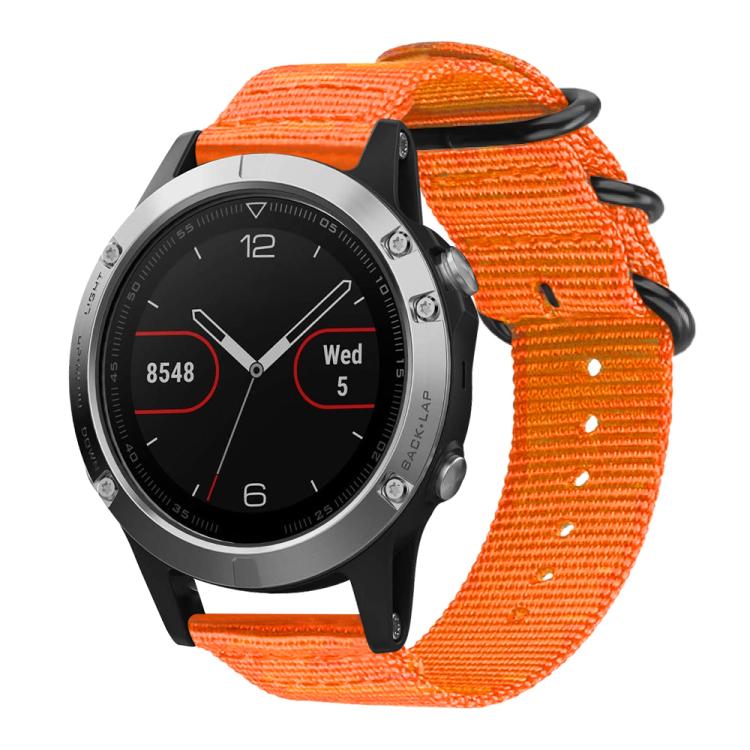 Bracelet de montre en nylon et toile xDfind avec boucle à anneau, For Garmin Fenix 8/7X/6X/5X 26mm, For Garmin Fenix 8/7/6/5 22mm, For Garmin Forerunner 235/220/620/630, For Garmin Forerunner 35 / 30 / 35J