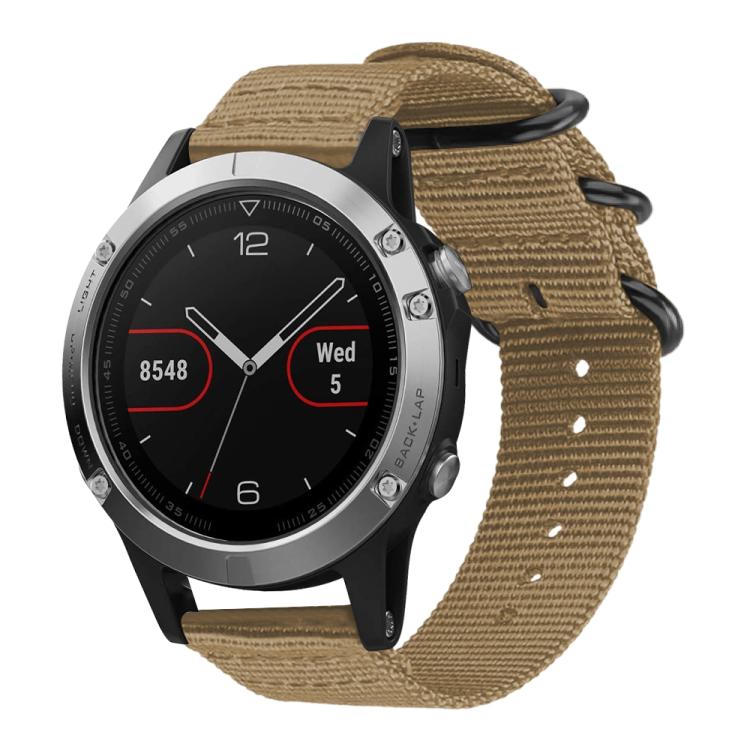Bracelet de montre en nylon et toile xDfind avec boucle à anneau, For Garmin Fenix 8/7X/6X/5X 26mm, For Garmin Fenix 8/7/6/5 22mm, For Garmin Forerunner 235/220/620/630, For Garmin Forerunner 35 / 30 / 35J
