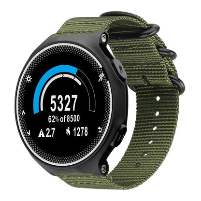 Bracelet de montre en nylon et toile xDfind avec boucle à anneau, For Garmin Fenix 8/7X/6X/5X 26mm, For Garmin Fenix 8/7/6/5 22mm, For Garmin Forerunner 235/220/620/630, For Garmin Forerunner 35 / 30 / 35J