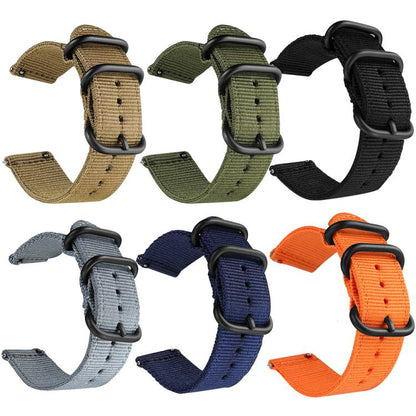 Bracelet de montre en nylon et toile xDfind avec boucle à anneau, For Garmin Fenix 8/7X/6X/5X 26mm, For Garmin Fenix 8/7/6/5 22mm, For Garmin Forerunner 235/220/620/630, For Garmin Forerunner 35 / 30 / 35J