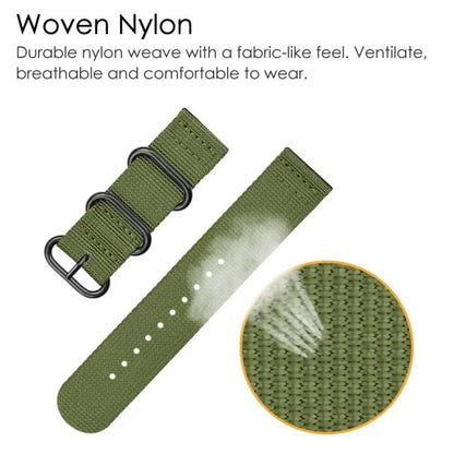 Bracelet de montre en nylon et toile xDfind avec boucle à anneau, For Garmin Fenix 8/7X/6X/5X 26mm, For Garmin Fenix 8/7/6/5 22mm, For Garmin Forerunner 235/220/620/630, For Garmin Forerunner 35 / 30 / 35J