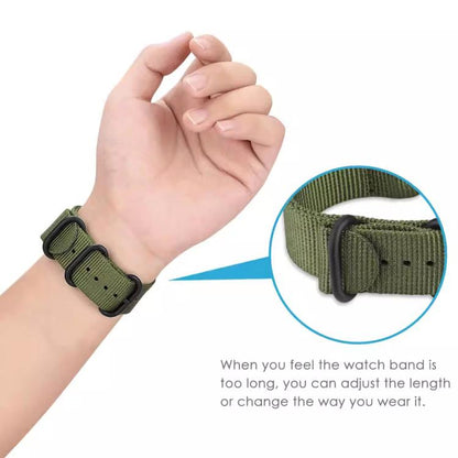 Bracelet de montre en nylon et toile xDfind avec boucle à anneau, For Garmin Fenix 8/7X/6X/5X 26mm, For Garmin Fenix 8/7/6/5 22mm, For Garmin Forerunner 235/220/620/630, For Garmin Forerunner 35 / 30 / 35J