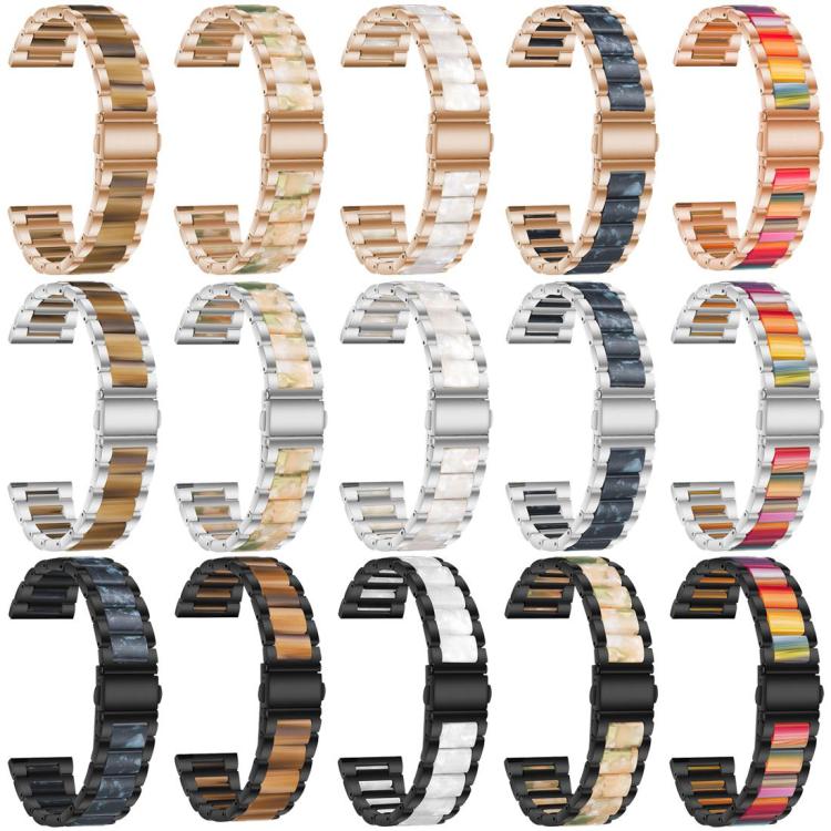 Bracelet de montre xDfind à trois perles en résine et métal, 14mm, 18mm, 20mm, 22mm