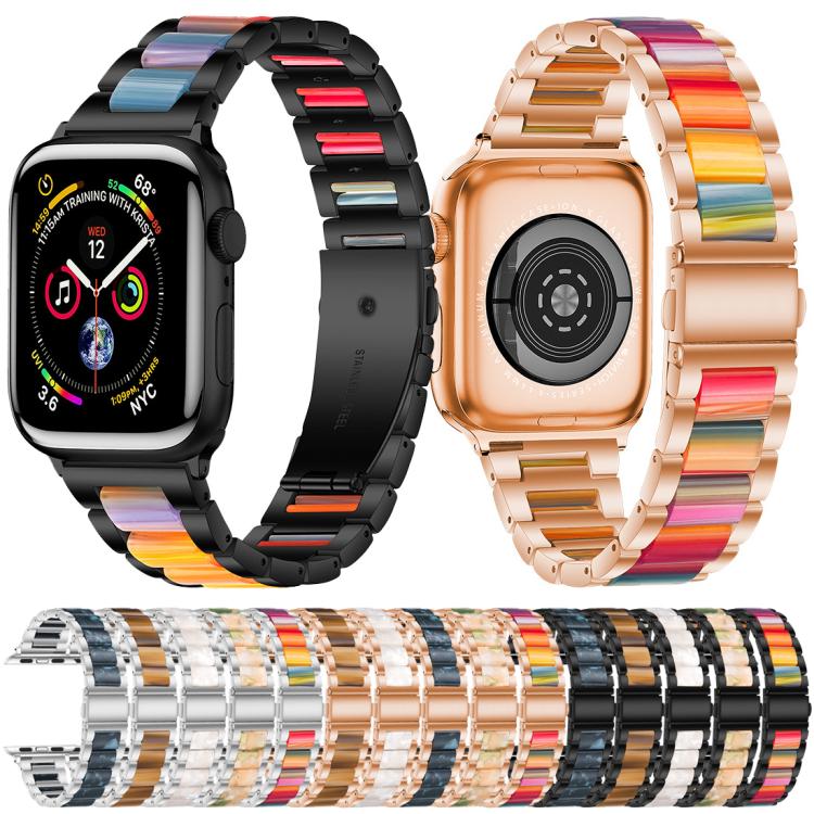 Bracelet de montre xDfind à trois perles en résine et métal, For Apple Watch 42 / 44 / 45 / 46 / 49mm, For Apple Watch 38 / 40 / 41 / S10 42mm