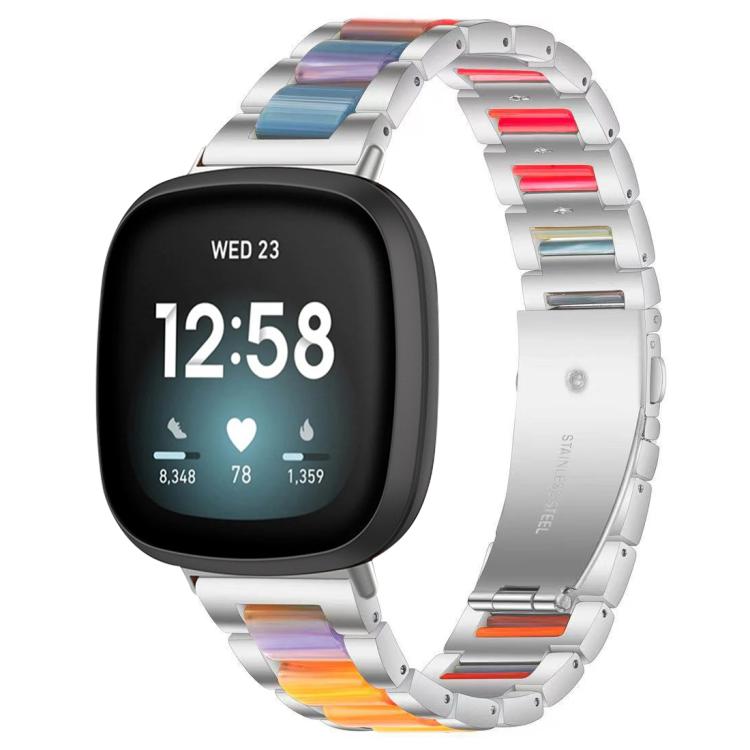 Bracelet de montre xDfind à trois perles en résine et métal, For Fitbit Versa 4 / 3 / Sense 2 / Sense